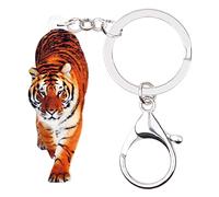 DUOWEI Llavero acrílico de la selva del tigre para las mujeres y las muchachas de la cartera, naranja, M