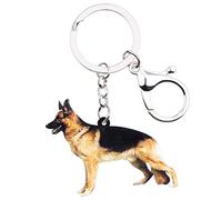 DUOWEI Llavero acrílico marrón pastor alemán lindo llavero mascota monedero, regalo novedoso para mujeres, adolescentes y niñas, Negro y marrón, M