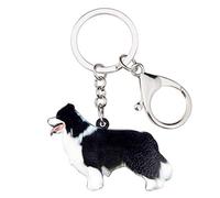DUOWEI Llavero de acrílico negro Border Collie para perro, con cierre de langosta, regalo para mujeres y niñas - negro - M