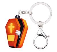 DUOWEI Llavero de ataúd rojo con ataúd para mujeres y niñas, regalo de fiesta de Halloween, Marrón, M