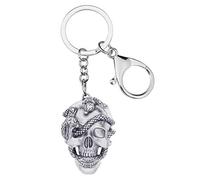 DUOWEI Llavero de calavera de serpiente de esqueleto de Halloween, llavero para decoración de llaves, para mujeres, hombres, adolescentes, regalo (plateado), plateado, Medium
