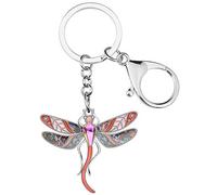 DUOWEI Llavero de libélula con diamantes de imitación para mascotas delicados regalos para mujeres y niñas - rojo - M