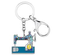DUOWEI Llavero de metal esmaltado para máquina de coser, hipoalergénico, único para mujeres y niñas, bolso de mano, dijes regalos - azul - M