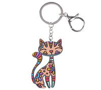 DUOWEI Llavero de pareja de gatos grises de acrílico para mujer, llavero de mascota, llavero para bolso, decoración para mujer, adolescente, niña, regalo de encanto, naranja, W2L2