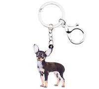 DUOWEI Llavero de perro chihuahua de acrílico negro con diseño de mascotas - negro - M