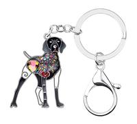 DUOWEI Llavero de perro Doberman con diamantes de imitación esmaltados, novedoso llavero para mascotas, regalo novedoso para mujeres y niñas (negro)