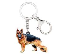 DUOWEI Llavero de perro pastor alemán de acrílico marrón con bonito llavero para mascotas - negro - M