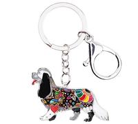 DUOWEI Llavero esmaltado Cavalier King Charles Spaniel para mascotas, bolso de mano, regalo para mujeres y niñas, negro, mediano