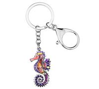DUOWEI Llavero esmaltado de tortuga marina con dije de animales del océano, llavero de regalo para mujeres y niñas, Púrpura (Purple Seahorse), W2L2