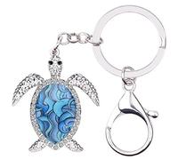 DUOWEI Llaveros esmaltados con diseño de tortuga marina y animales del océano, llavero de regalo para mujeres y niñas, Cielo, M