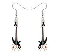 DUOWEI Pendientes de acrílico con diseño de estrella de rock, para bajo eléctrico, guitarra, violín, regalo para mujer, Acrílico Acero inoxidable, No es una piedra preciosa