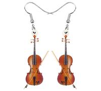 DUOWEI Pendientes de acrílico con diseño de estrella de rock, para bajo eléctrico, guitarra, violín, regalo para mujer, Acrílico Acero inoxidable, Sin piedra preciosa