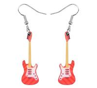 DUOWEI Pendientes de acrílico con diseño de estrella de rock, para bajo eléctrico, guitarra, violín, regalo para mujer, Acrílico Acero inoxidable, Sin piedra preciosa