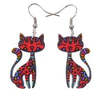 DUOWEI Sweet Basket - Pendientes de gato y gatito de acrílico para mascotas, joyería colgante para mujer (cereza), Acrílico Acero inoxidable, Sin piedra preciosa