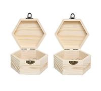 Duoyif 2 Piezas Cofre Del Tesoro De Madera, Caja Pequeña Con Tapa, Mini Joyero, Cajas De Regalo Para Cumpleaños, Bodas, Fiestas, 13 x 13 x 7 cm