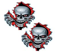 duoyif Adhesivo de Calavera para Coche Pegatina Calavera Pegatinas Calavera Calcomanías Etiqueta Engomada del Cráneo para Motocicleta Bicicleta Scooter o Automóvil 14 x 15 cm 2 piezas