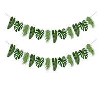duoyif Guirnalda De Hojas Tropicales 2 Piezas 2,5M Banner De Hoja De Papel, Pancarta Banderines, Guirnalda Hoja para Hawaiana Fiesta Verano Cumpleaños
