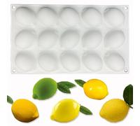 duoyif Molde Silicona Mousse Limón 3D, Molde De Chocolate Limón, Moldes silicona fruta para Tartas Decorativas, Moldes Fruta Limóns Para Chocolate Mousse De Cúpula Decor Tartas (Blanco, 55x25mm)