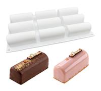 duoyif Moldes De Barra De Cereal, 9 cavidades 8,4 cm x 3,8 cm, Molde de silicona de tira larga, Libre de BPA, Rectangular Molde para barras energéticas chocolate mousse brownies gelatina (larga)