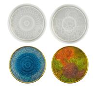 duoyif Moldes De Silicona Para Posavasos, 2 Piezas Moldes Posavasos Resina Epoxi - Mandala Redondo Patrón Floral, Molde De Resina Epoxi Para Posavasos De Café Tapetes De Té (Flor b)