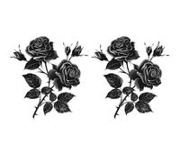 duoyif Pegatinas De Pared Flor Negra 2 Piezas Calcomanías De Pared Negras Flores Vinilos Decorativo Flores Adhesivos Dormitorio Sala de Estar Oficina Cocina 35x37cm (b)