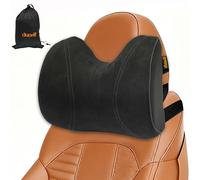 duoyif Reposacabezas Coche Para Conducir, de Gamuza y 100% Espuma Viscoelástica, Almohada Suave para Reposacabezas de Automóvil, Cojin Cervical Automovil Ajustable para Asientos de Coche (Negro)