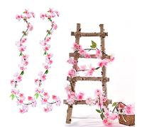 duoyif Vid De Flor De Cerezo Artificial, Vid De Flores Colgantes Falsas, Guirnalda De Flor De Cerezo Artificial, Guirnalda Flores para Boda Fiesta JardíN HabitacióN Decor - 1,8 Metros 2 Pcs (Rosa)