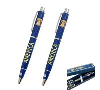 DuoZanthic 250th USA Anniversary Commemorative Ballpoint Pen Of Stainless Steel US 250th Anniversary Commemorative Pen Of Navy Blue Exterior, Black Badge Pens For Men (2 Pack)