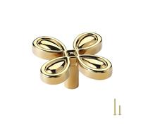 DuoZanthic Paquete de 2 Tiradores Dorados para Cajones, de Cuatro Hojas, para Gabinetes de Tocador, de Metal Cromado Pulido, con Diseño de Pétalos Decorativos, de Latón Macizo(10PCS)