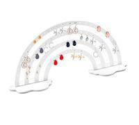 duozoanz Soporte Expositor Pendientes Organizador Joyas - Acrílico para Arco Iris con 66 Orificios Colgar 33 Pares de Guardar en el Tocador para Pendiente Collares Tachas, Rosa (Rosa)