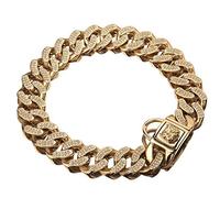 DUPFY 32MM Collar de Perro de Acero Inoxidable,Collar Perro,Oro Collar Perro,Collar Adiestramiento Perro,con Cierre Seguridad,para Perros Grandes/Medianos 22inch/56cm
