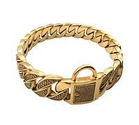 DUPFY Cadena Pesada para Perros cubanos de 32 mm con candado de Seguridad, Collar de Entrenamiento con Cadenas deslizantes de Acero Inoxidable Resistente para Perros Grandes 20inch(51cm)
