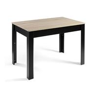 DUPI Aitana Mesa de Comedor Rectangular 110 x 70 x 79 cm | Mesa Fija de Madera para Cocina y Salón | 4 Comensales | Diseño Atemporal | Taupe/Negro