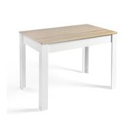 DUPI Aitana Mesa de Comedor Rectangular 110 x 70 x 79 cm | Mesa Fija de Madera para Cocina y Salón | 4 Comensales | Diseño Atemporal | Taupe/Blanco