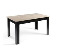 DUPI Aitana Mesa de Comedor Rectangular 140 x 80 x 79 cm | Mesa Fija de Madera para Cocina y Salón | 4-6 Comensales | Diseño Atemporal | Taupe/Negro