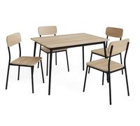 DUPI Conjunto Mesa y 4 sillas New XOBE, Fabricado con Metal y MDF, Mesa Comedor, Conjunto Estilo Atemporal (Taupe/Negro) 110x70cm