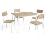 DUPI Conjunto Mesa y 4 sillas New XOBE, Fabricado con Metal y MDF, Mesa Comedor, Conjunto Estilo Atemporal (Taupe) 110x70 cm