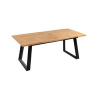 DUPI Mesa de Comedor Nordic | Efecto Madera Natural | Patas Metálicas Grafito | Diseño Industrial | Roble | Rectangular Extensible 180/230x90 cm