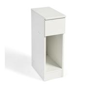 DUPI Mesita de Noche Estrecha Slim | 1 Cajón | 2 Compartimentos | Versátil para Salón o Dormitorio | Fácil Montaje | 35 x 24 x 60 cm (Blanco Veteado)