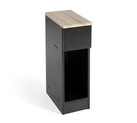 DUPI Mesita de Noche Estrecha Slim | 1 Cajón | 2 Compartimentos | Versátil para Salón o Dormitorio | Fácil Montaje | 35 x 24 x 60 cm (Taupe/Negro)