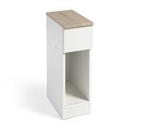 DUPI Mesita de Noche Estrecha Slim | 1 Cajón | 2 Compartimentos | Versátil para Salón o Dormitorio | Fácil Montaje | 35 x 24 x 60 cm (Taupe/Blanco Veteado)