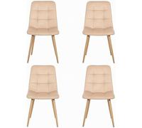DUPI Pack de 4 Sillas Comedor Altea | Tela Resistente al Desgaste | Diseño Ergonómico y Confortable | Patas de Metal Ajustables | Fácil Montaje | Beige