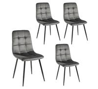 DUPI Pack de 4 Sillas Comedor Altea | Tela Resistente al Desgaste | Diseño Ergonómico y Confortable | Patas de Metal Ajustables | Fácil Montaje | Gris