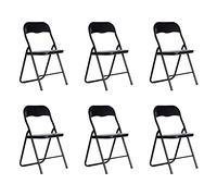DUPI Silla Plegable de Metal | Acolchada y Cómoda | Uso en Cocina, Oficina, Camping | No Requiere Montaje | para Espacios Pequeños | Sintético | Negro | Pack de 6 Unidades