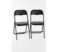 DUPI Silla Plegable de Metal | Acolchada y Cómoda | Uso en Cocina, Oficina, Camping | No Requiere Montaje | para Espacios Pequeños | Sintético | Pack de 2 Unidades | Negro