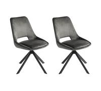 DUPI Sillas de Comedor Giratorias CALPE (Pack 2) | Butaca Tapizada en Antelina Velvet | Diseño Moderno para Comedor y Salón | 59x49x83 cm | Gris