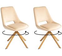 DUPI Sillón de Comedor CALPE, Butaca tapizado en Antelina, Diseño Moderno, 59x49x83 cm (Pack 2 Unidades, Beige Velvet)