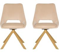 Dupi sillón de comedor calpe, butaca tapizado en antelina, diseño moderno, 59x49x83 cm (pack 2 unidades, beige velvet)