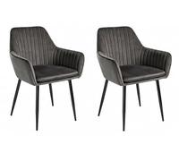 DUPI Sillón de Comedor JAVEA, Butaca tapizado en Antelina, Diseño Moderno, 58x58x86 cm (Pack 2 Unidades, Gris)