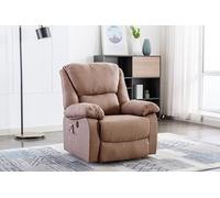 DUPI Sillón Relax Eléctrico Masaje Chicago, Sillón Masaje,con Calor Lumbar, reclinable,Microfibra (New Capuchino)